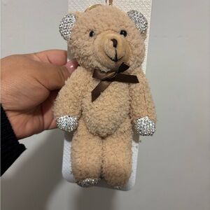 Piper K Natasha Cute Tan Teddy Bear with Rhinestone Accents Bag Charm